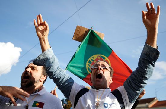 احتجاجات فى البرتغال