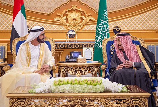الملك سلمان بن عبد العزيز آل سعود يلتقى الشيخ محمد بن راشد آل مكتوم