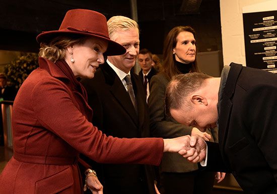 استقبلت ملكة بلجيكا ماتيلد وملك فيليب ورئيس الوزراء صوفي ويلمز الرئيس البولندي أندريه دودا