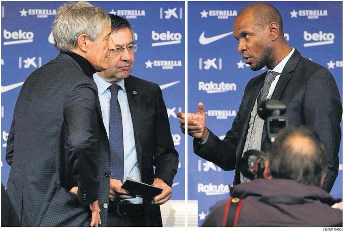مدرب برشلونة مع الرئيس والمدير الرياضى