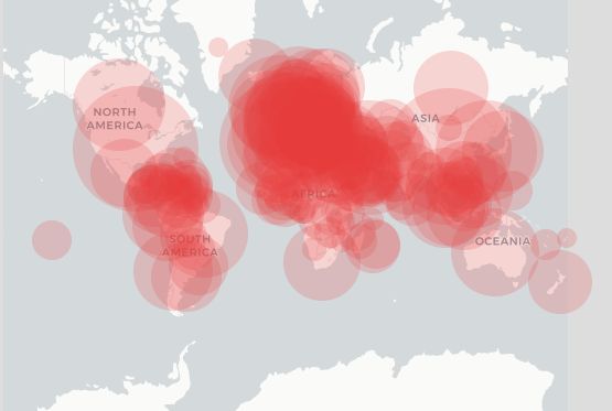 خريطة إصابات العالم