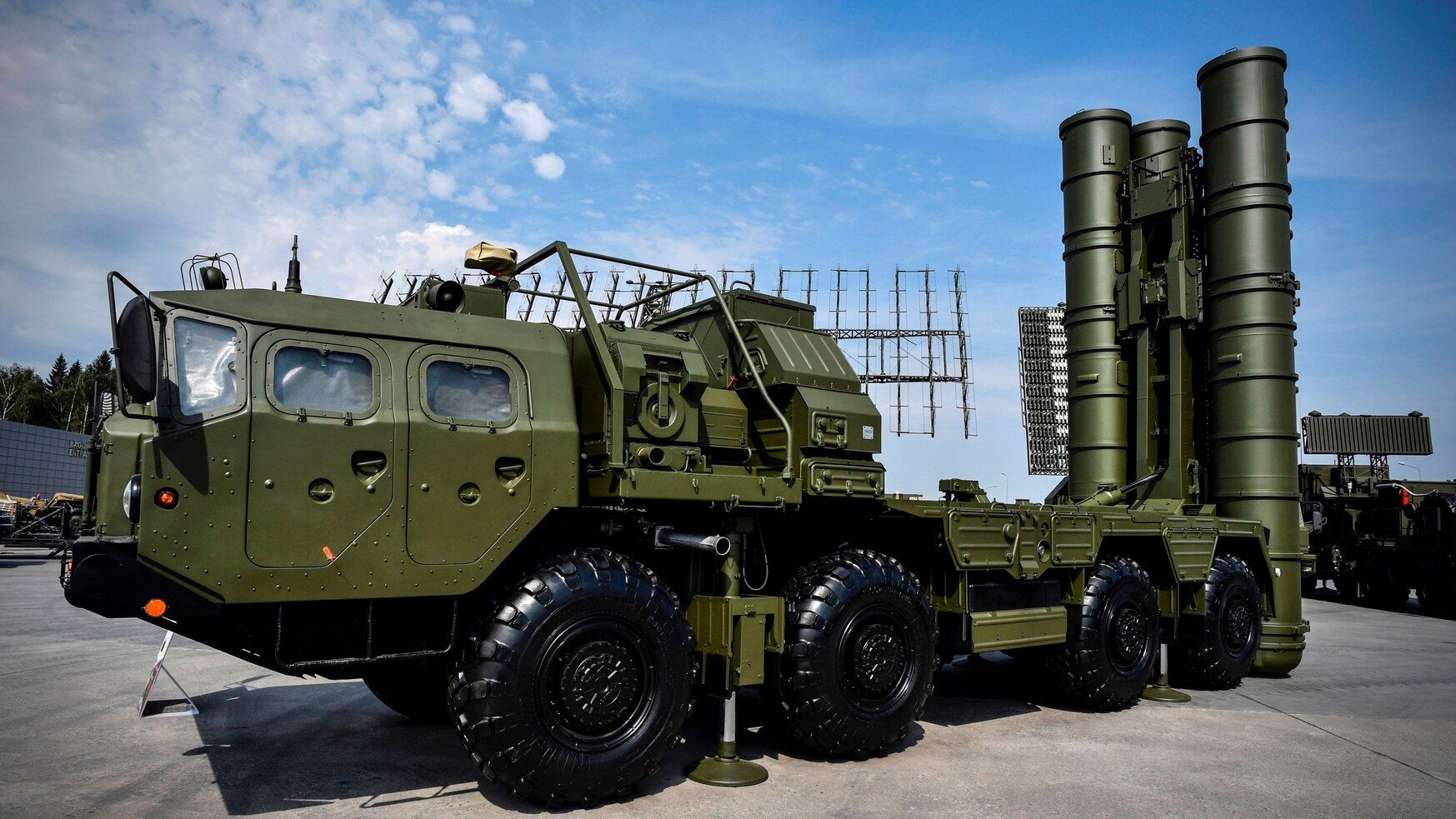 Russian S-400 air defense system, on display in 2017, is at the heart of a split between the U.S. and its NATO ally Turkey. (ALEXANDER NEMENOV/AFP via Getty Images)