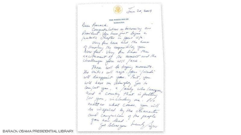 رسالة بوش الابن لاوباما