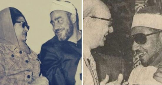 الشيخ محمد عمران مع عبد الوهاب والشيخ سيد النقشبندي مع أم كلثوم