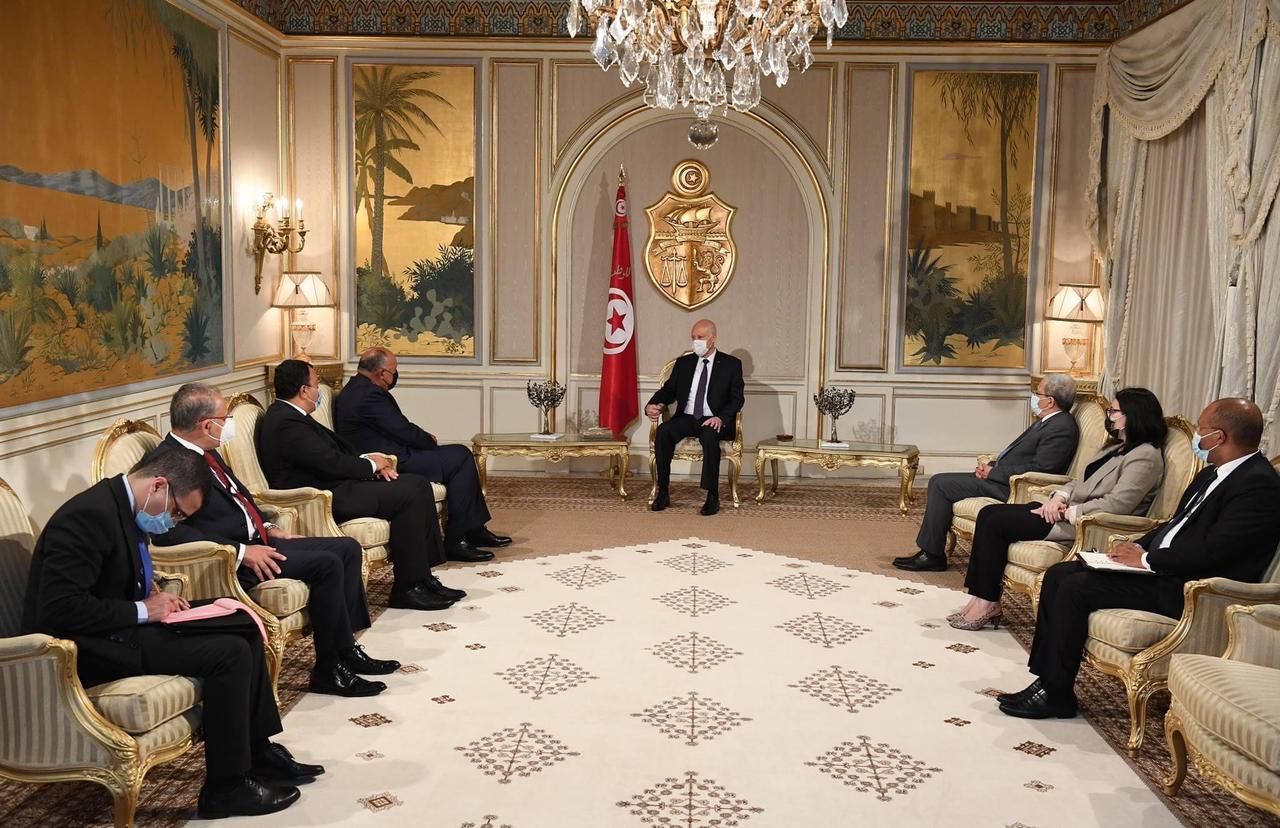 وزير الخارجية سامح شكري يلتقى الرئيس التونسى قيس سعيد