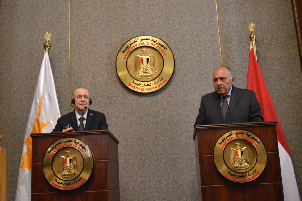 وزير الخارجية سامح شكري في مؤتمر صحفي مع وزير خارجية قبرص