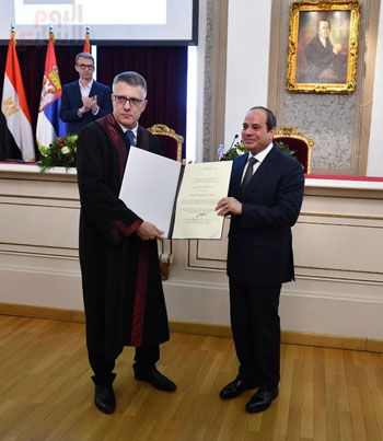 حصول الرئيس السيسي على الدكتوراة الفخرية من بلجراد